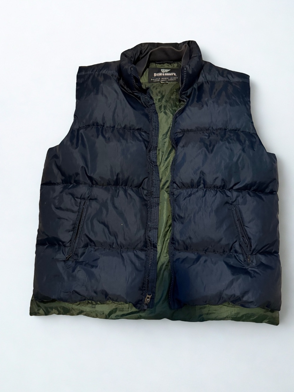 Steve & Barry's Navy Puffer Vest with Olive Lining